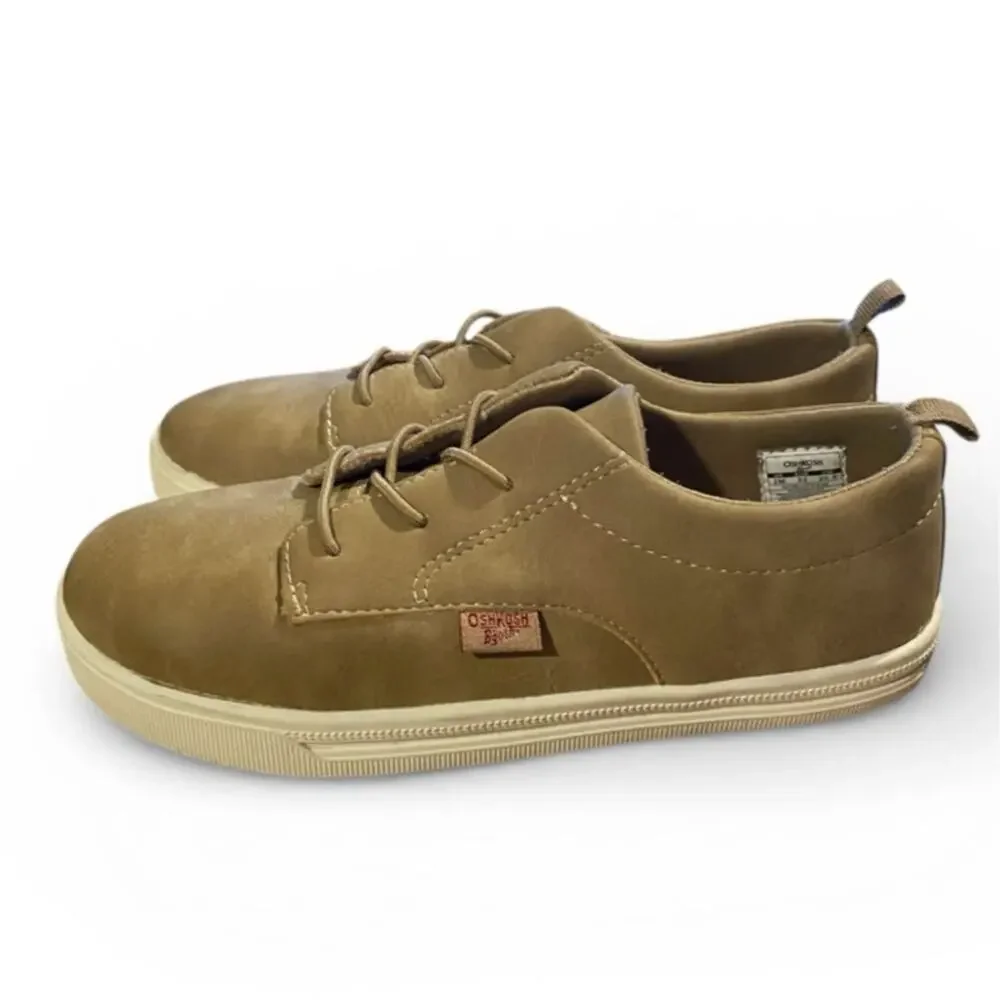 Osh Kosh Bgosh Putney Oxfords Shoes Boys Toddler Size 2 Tan Olive Faux Suede